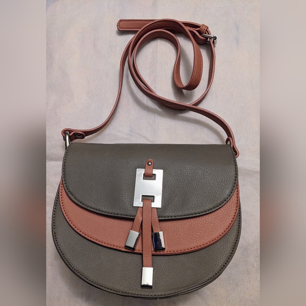 Charming Charlie Elegant Two-Tone Faux Leather Shoulder Bag